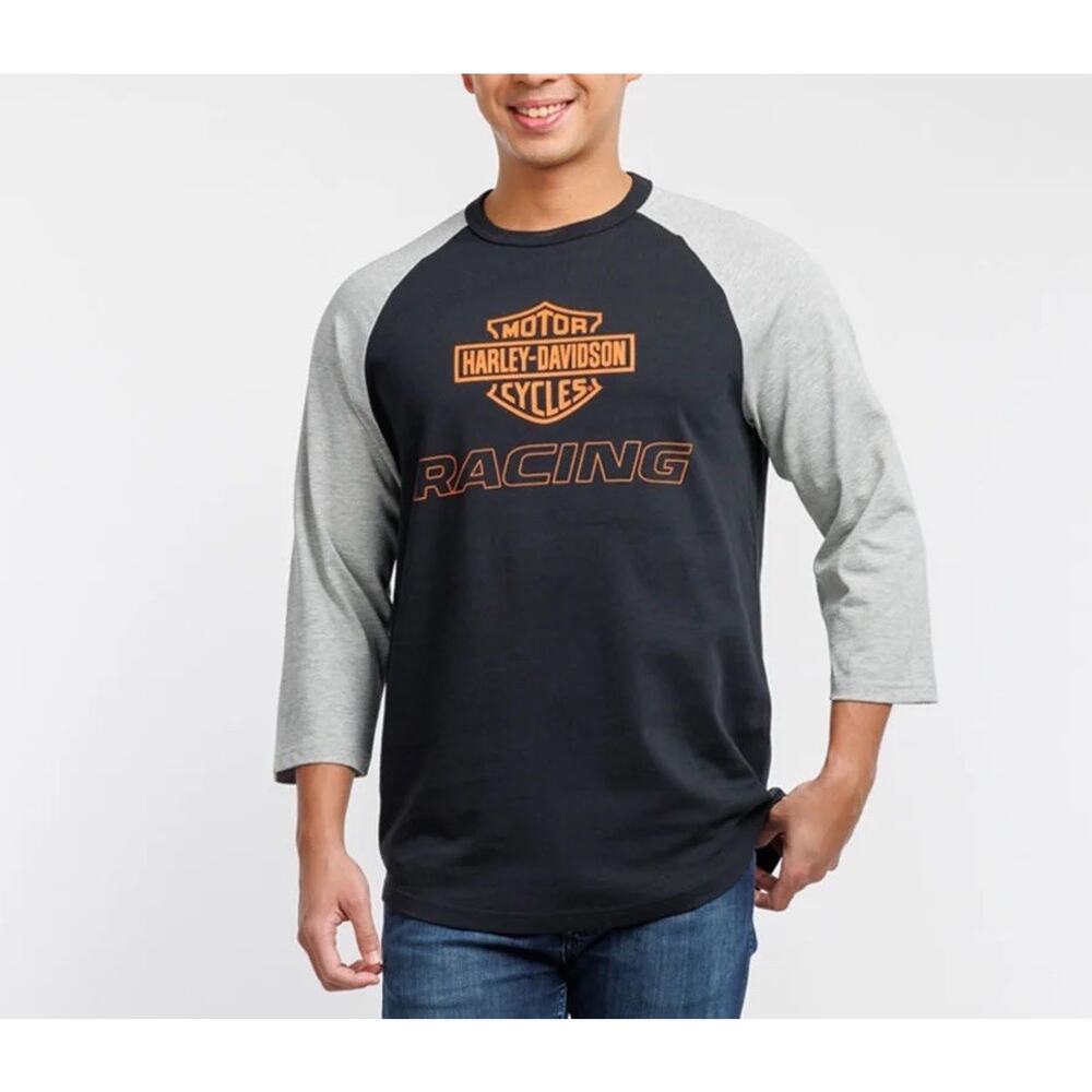 Harley Davidson Men's Factory Racing Tee Colour Blocked Black 96046-24VM Size XL